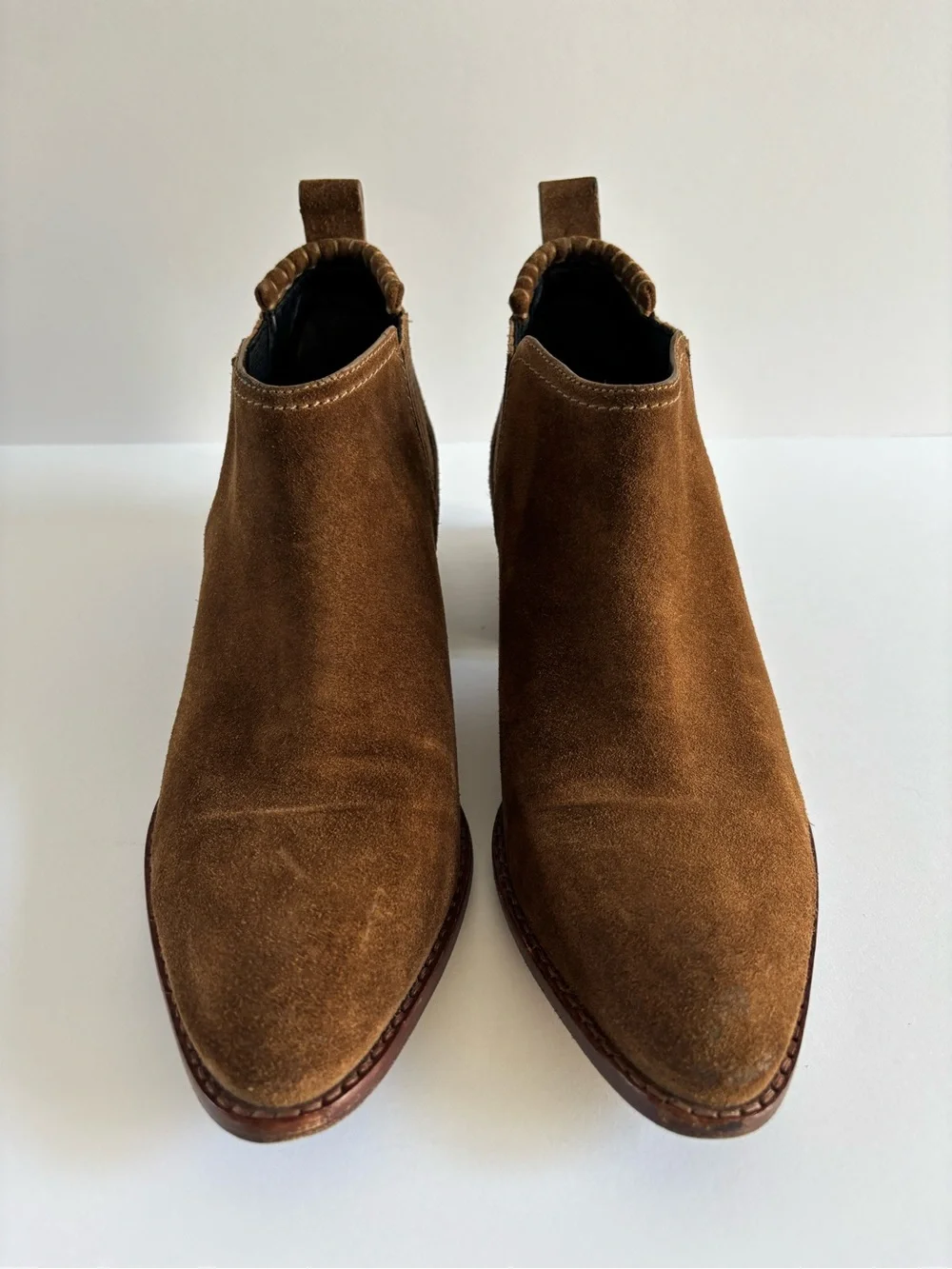 Alexander Wang Kori Suede Lift Heel Oxford Booties Brown Size 38 US8